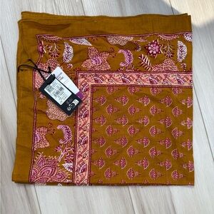 Vibrant Orange and Pink Floral Scarf